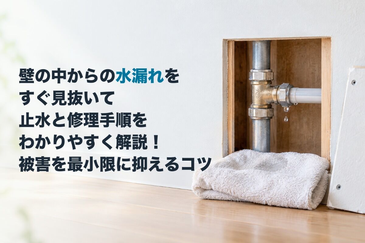 壁の中からの水漏れをすぐ見抜いて止水と修理手順をわかりやすく解説！被害を最小限に抑えるコツ